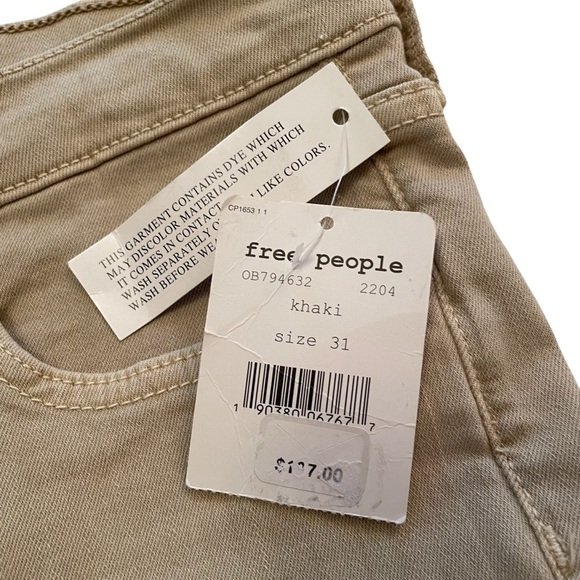 The Free People High Rise Busted Khaki Distressed Skinny Jeans-Size 31 -NWT - Picture 9 of 12